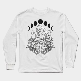 Moon Phases Crystals Mushrooms Succulents Long Sleeve T-Shirt